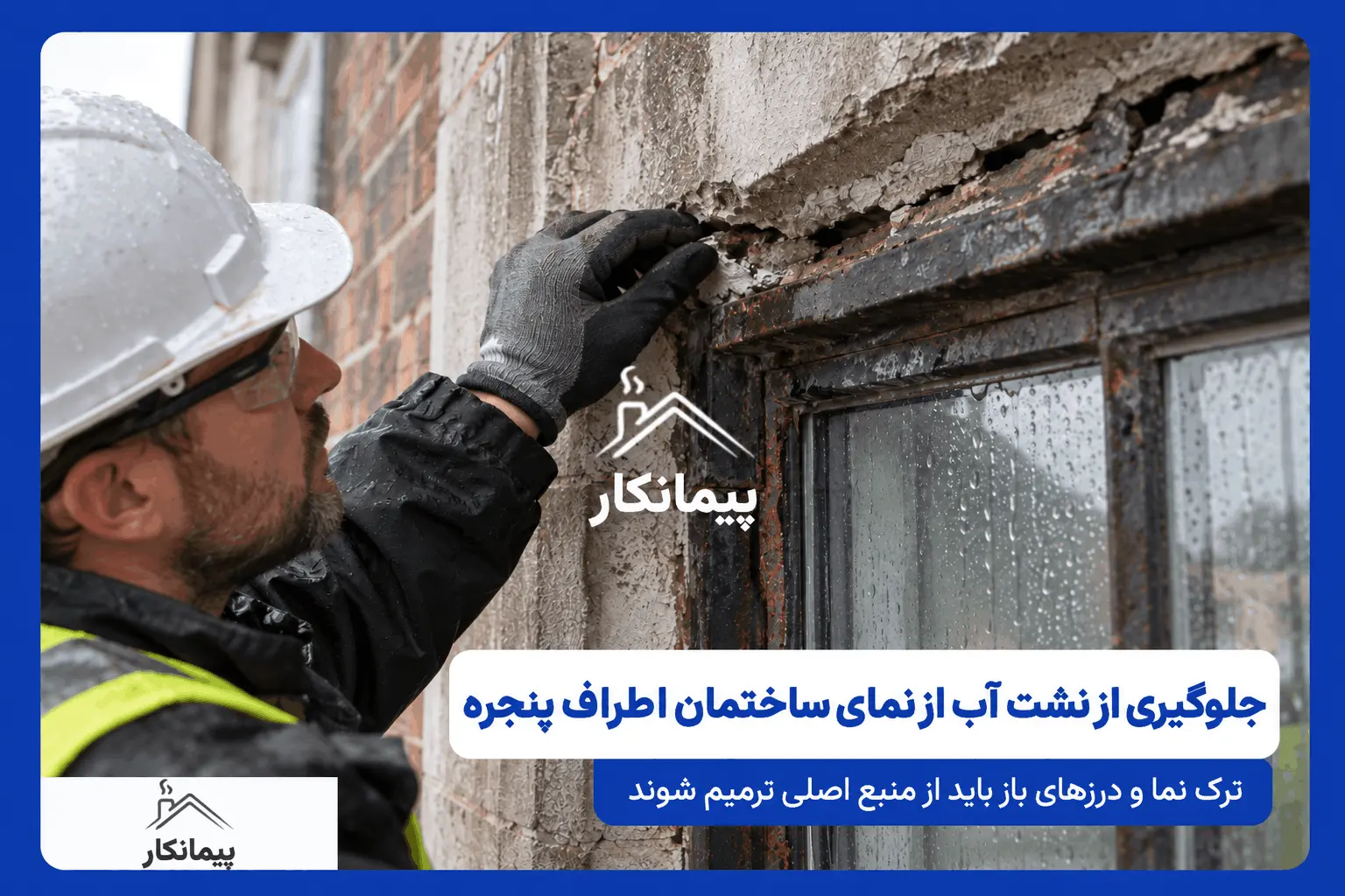 بررسی درز بین شیشه و قاب آهنی پنجره قدیمی پس از نفوذ آب باران